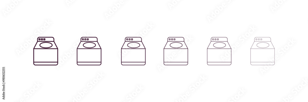 Poster top load washer outline icon. linear vector from tools concept. 6 different line style top load wash