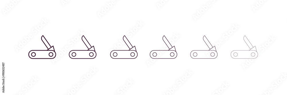 Poster penknife outline icon. linear vector from tools concept. 6 different line style penknife icon includ