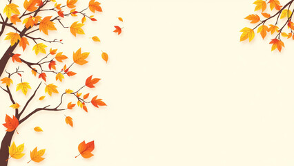 Fall sale banner template on a beige background with copy space for the online promotion of autumn products, shopping mall offer, Autumn shopping concept,