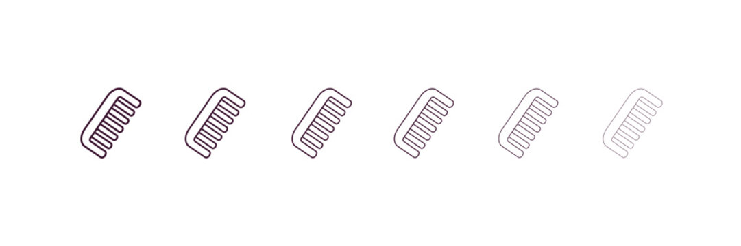 combs outline icon. Linear vector from tools concept. 6 different line style combs icon included thin, light, regular, medium, bold, black