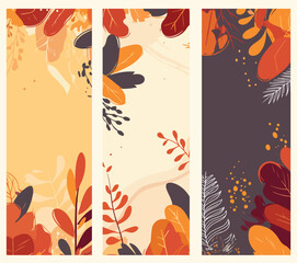 Autumn Decorative Illustration with Trees and Leaves 