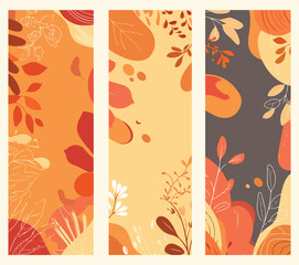 Autumn Decorative Illustration with Trees and Leaves 