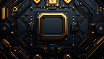 Fototapeta premium Abstract Black and Gold Geometric Pattern with a Central Square