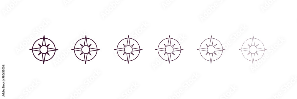 Poster orientation compass outline icon. linear vector from tools concept. 6 different line style orientati