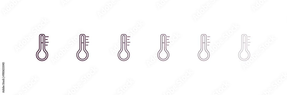 Poster thermometers outline icon. linear vector from tools concept. 6 different line style thermometers ico