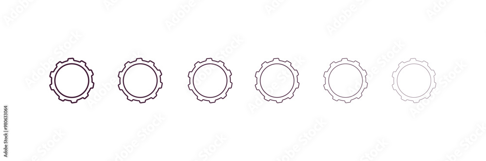 Poster set outline icon. linear vector from tools concept. 6 different line style set icon included thin, l