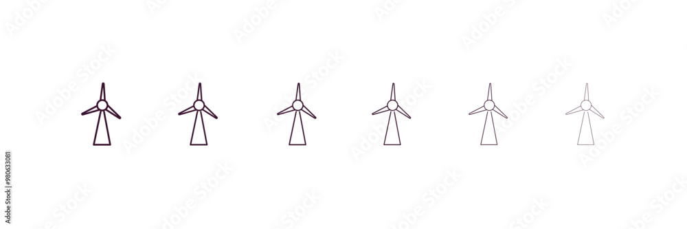 Poster windmills outline icon. linear vector from tools concept. 6 different line style windmills icon incl
