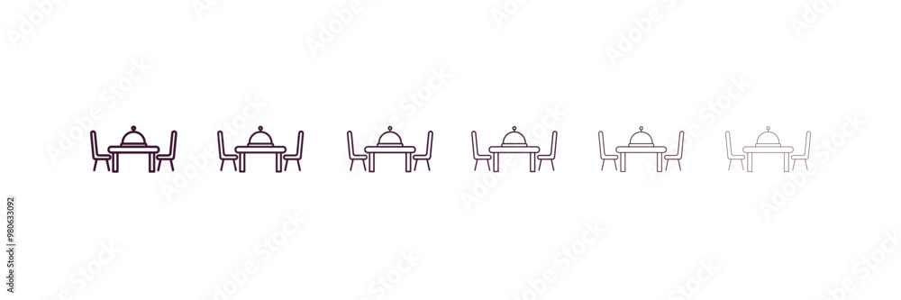 Poster dining set outline icon. linear vector from tools concept. 6 different line style dining set icon in