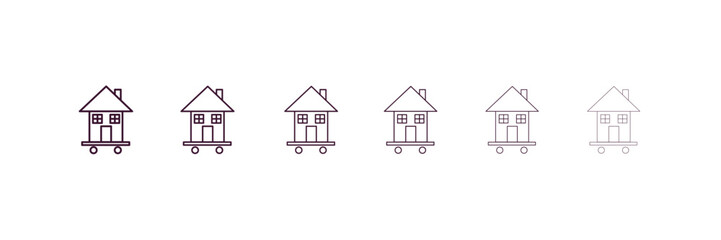 house on wheels outline icon. Linear vector from tools concept. 6 different line style house on wheels icon included thin, light, regular, medium, bold, black