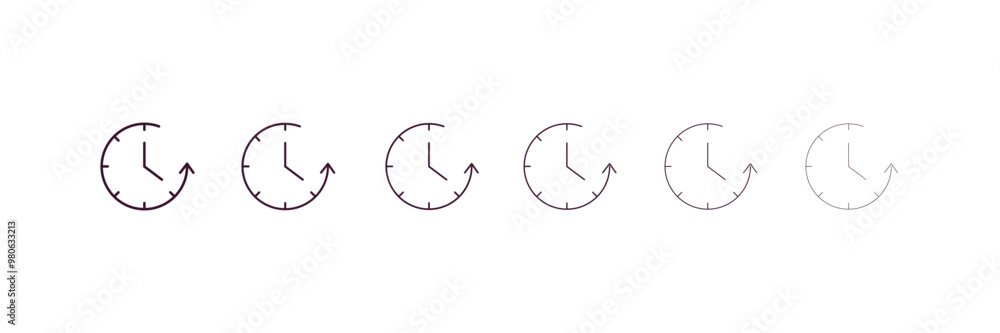 Aufkleber time left outline icon. linear vector from tools concept. 6 different line style time left icon incl