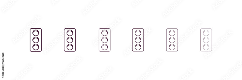 Poster semaphore light outline icon. linear vector from tools concept. 6 different line style semaphore lig