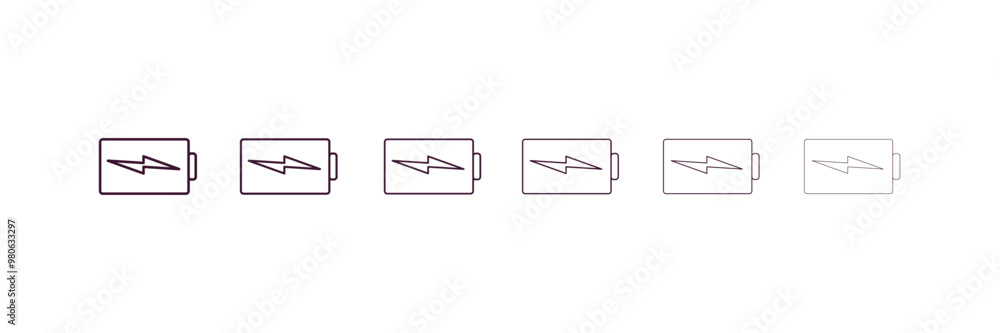 Poster battery charging outline icon. linear vector from tools concept. 6 different line style battery char