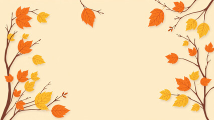 Fototapeta premium Fall sale banner template on a beige background with copy space for the online promotion of autumn products, shopping mall offer, Autumn shopping concept,