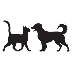 This is a simple black and white illustration of a cat silhouette.