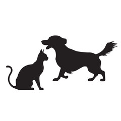 This is a simple black and white illustration of a cat silhouette.