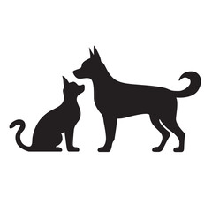 This is a simple black and white illustration of a cat silhouette.