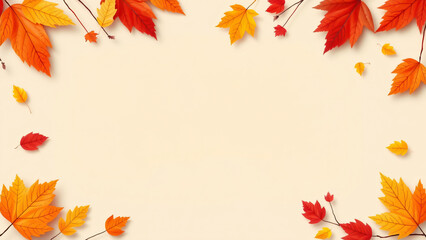Fall sale banner template on a beige background with copy space for the online promotion of autumn products, shopping mall offer, Autumn shopping concept,