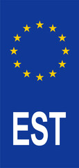 Estonian Euroband with National Symbol: Blue Background Representing European Union and Estonian Identity for Vehicle Registration.