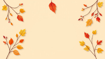 Fall sale banner template on a beige background with copy space for the online promotion of autumn products, shopping mall offer, Autumn shopping concept,