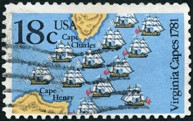 USA - 1981: shows Battle of Virginia Capes, American Bicentennial, 1981