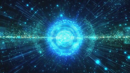 Obraz premium Vibrant Blue Abstract Light Burst with Cosmic Energy