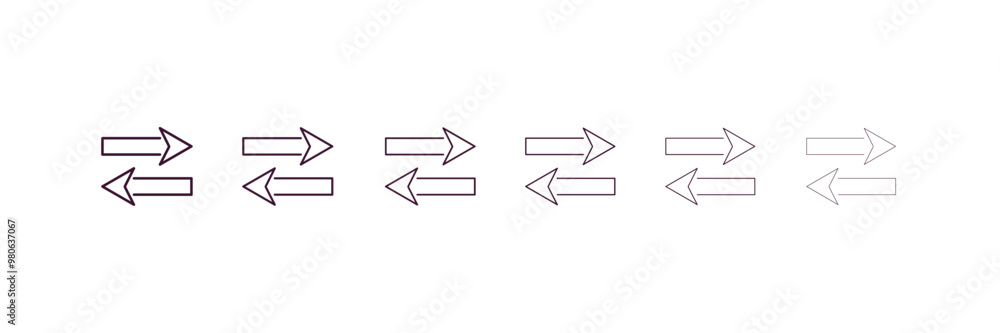Poster two ways outline icon. linear vector from traffic signs concept. 6 different line style two ways ico