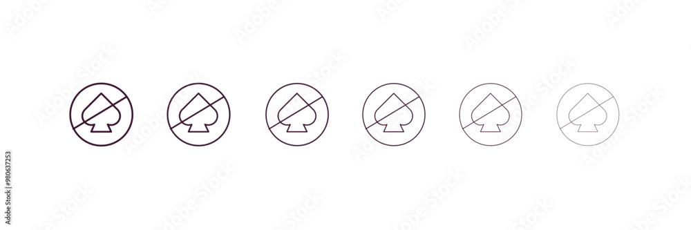Poster no gambling outline icon. linear vector from traffic signs concept. 6 different line style no gambli