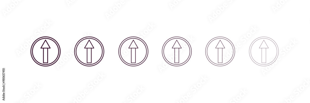 Poster ahead only sign outline icon. linear vector from traffic signs concept. 6 different line style ahead