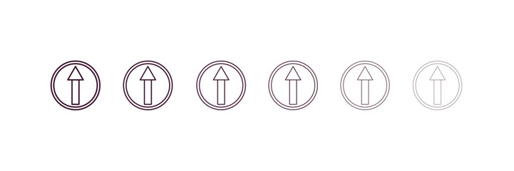 ahead only sign outline icon. Linear vector from traffic signs concept. 6 different line style ahead only sign icon included thin, light, regular, medium, bold, black