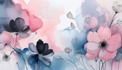 Delicate watercolor flowers