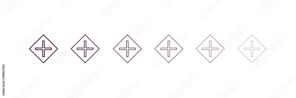 Aufkleber intersection sign outline icon. linear vector from traffic signs concept. 6 different line style int