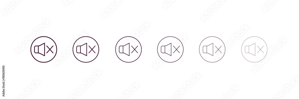 Poster no sound outline icon. linear vector from traffic signs concept. 6 different line style no sound ico