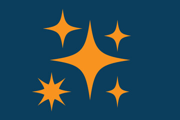 Hand drawn gold star collection on black background. Vector illustration