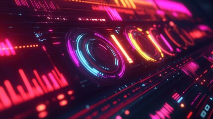 Vibrant Digital Sound Wave Visuals with Neon Lights