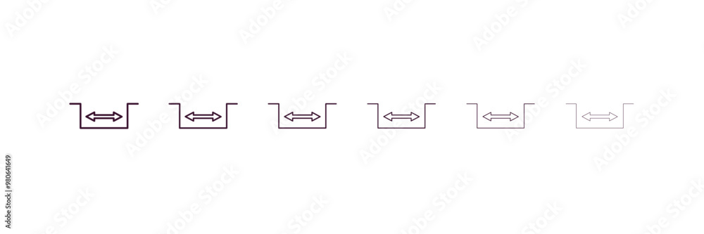 Poster right turn outline icon. linear vector from user interface concept. 6 different line style right tur