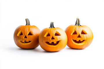 Halloween pumpkins on a white background