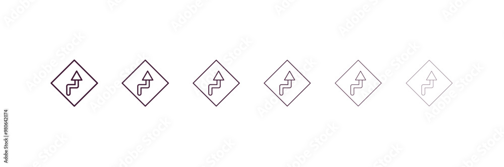 Aufkleber road signposts outline icon. linear vector from user interface concept. 6 different line style road 