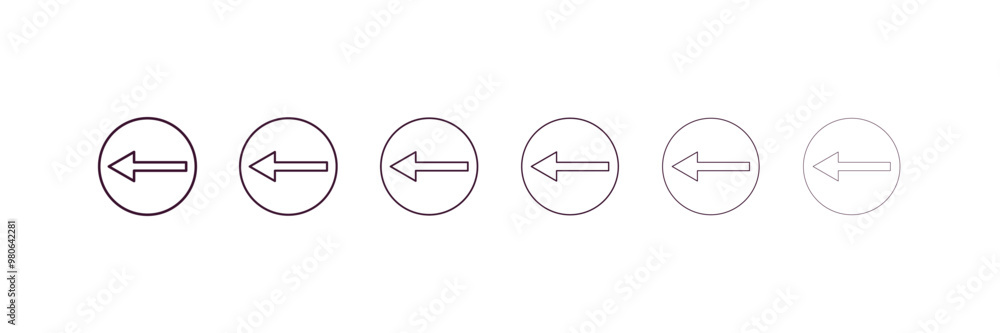 Aufkleber up broken line arrow outline icon. linear vector from user interface concept. 6 different line style