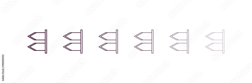 Poster back drawn arrow outline icon. linear vector from user interface concept. 6 different line style bac