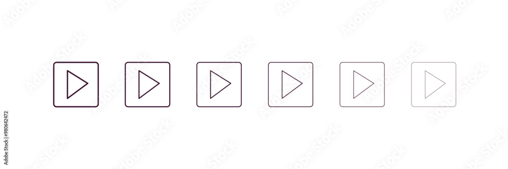 Poster rotating arrows outline icon. Linear vector from user interface concept. 6 different line style rotating arrows icon included thin, light, regular, medium, bold, black