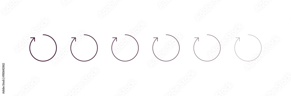 Poster turn up arrow outline icon. linear vector from user interface concept. 6 different line style turn u