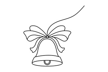 Christmas tree continuous one   line drawing with black white background