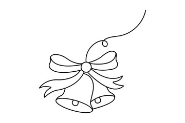 Christmas tree continuous one   line drawing with black white background