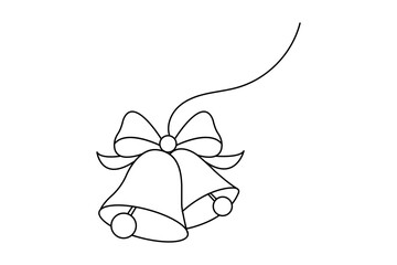 Christmas tree continuous one   line drawing with black white background