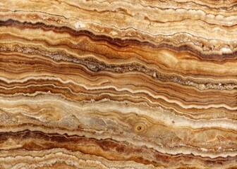 Fototapeta premium Intricate patterns and textures adorn the natural travertine stone surface in shades of marble brown, showcasing Earth's geological beauty in high-definition close-up detail.
