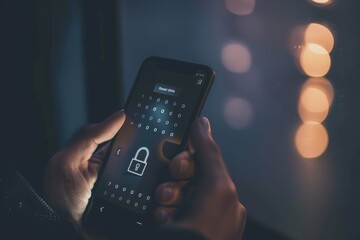 Hand holding a smartphone with a lock icon on the screen, symbolizing mobile security, data protection, and digital privacy in a connected world.