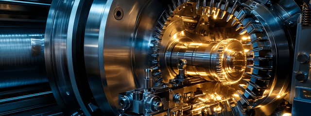 High-Tech Industrial Machine with Illuminated Gears