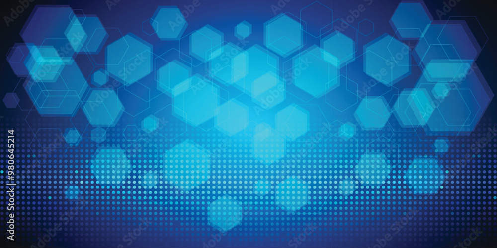 Poster blue background hexagon pattern look like honeycomb vector illustration lighting effect graphic for 