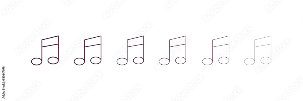 Poster musical outline icon. linear vector from user interface concept. 6 different line style musical icon