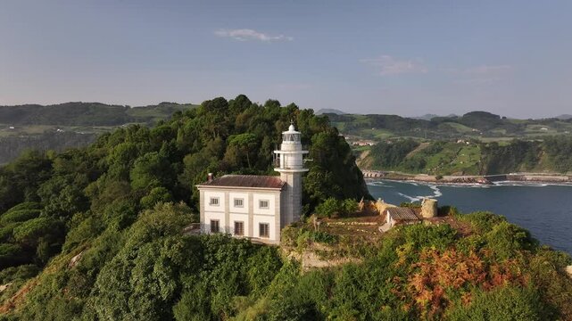 Faro de Guetaria en Guipuzcoa Pais Vasco Espa&ntilde;a